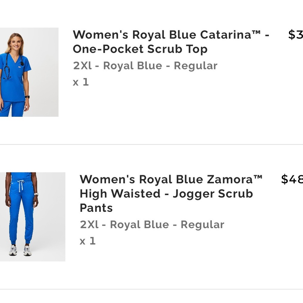 Figs Royal Blue Scrub Set
